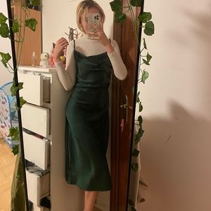 Dark green slip dress